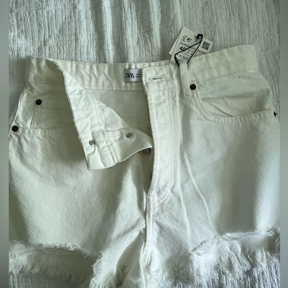 Zara white jean shorts